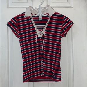 Abercrombie & Fitch red and blue stripped top.